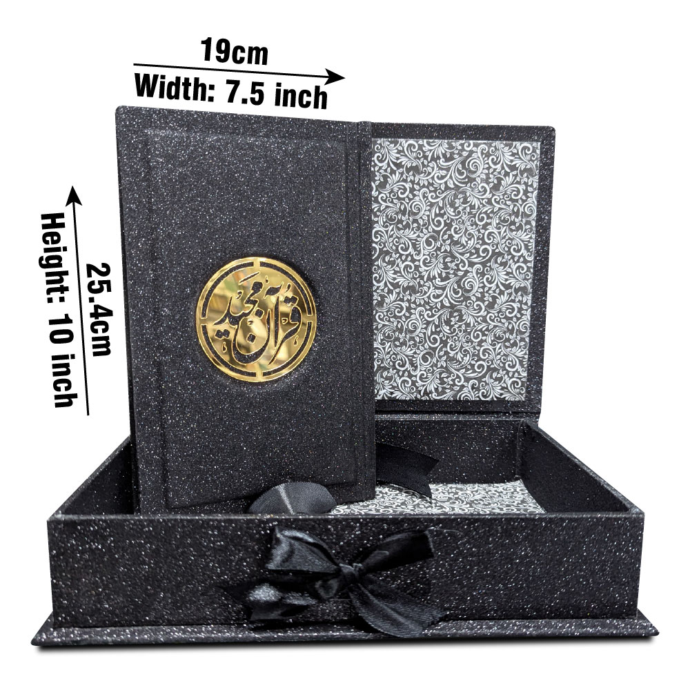 81KGLTB-Black Holy Quran Translated Glitter Black With Box
