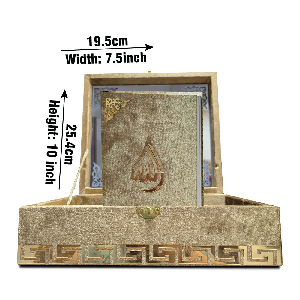 855KVB2-GOLD Holy Quran 4Clr (Tajweedi 16 Line Hafizi) Golden Velvet With Box
